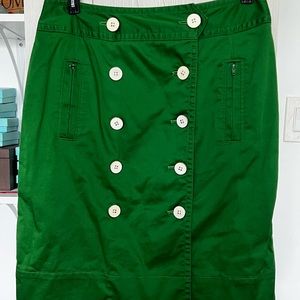 Kelly Green Button Skirt by Sharagano